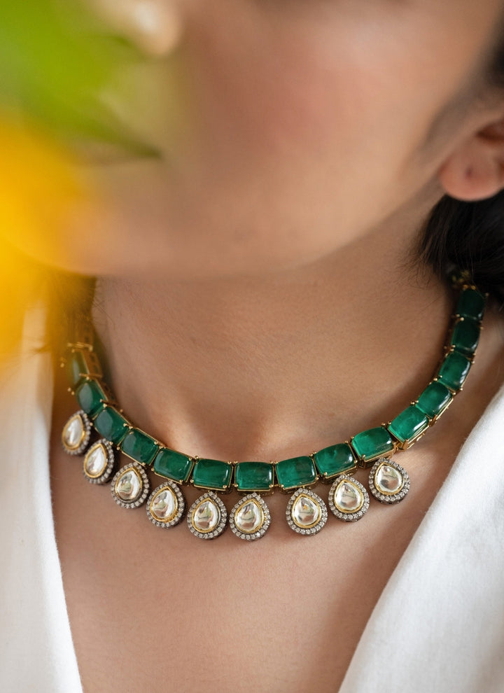 Emerald Green Polki Necklace