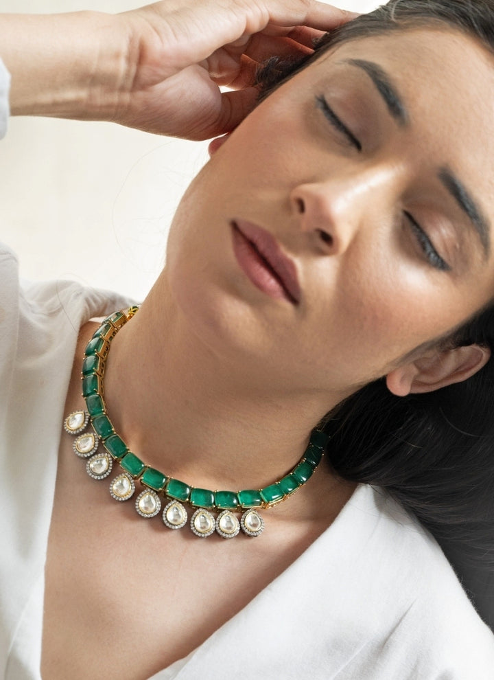 Emerald Green Polki Necklace