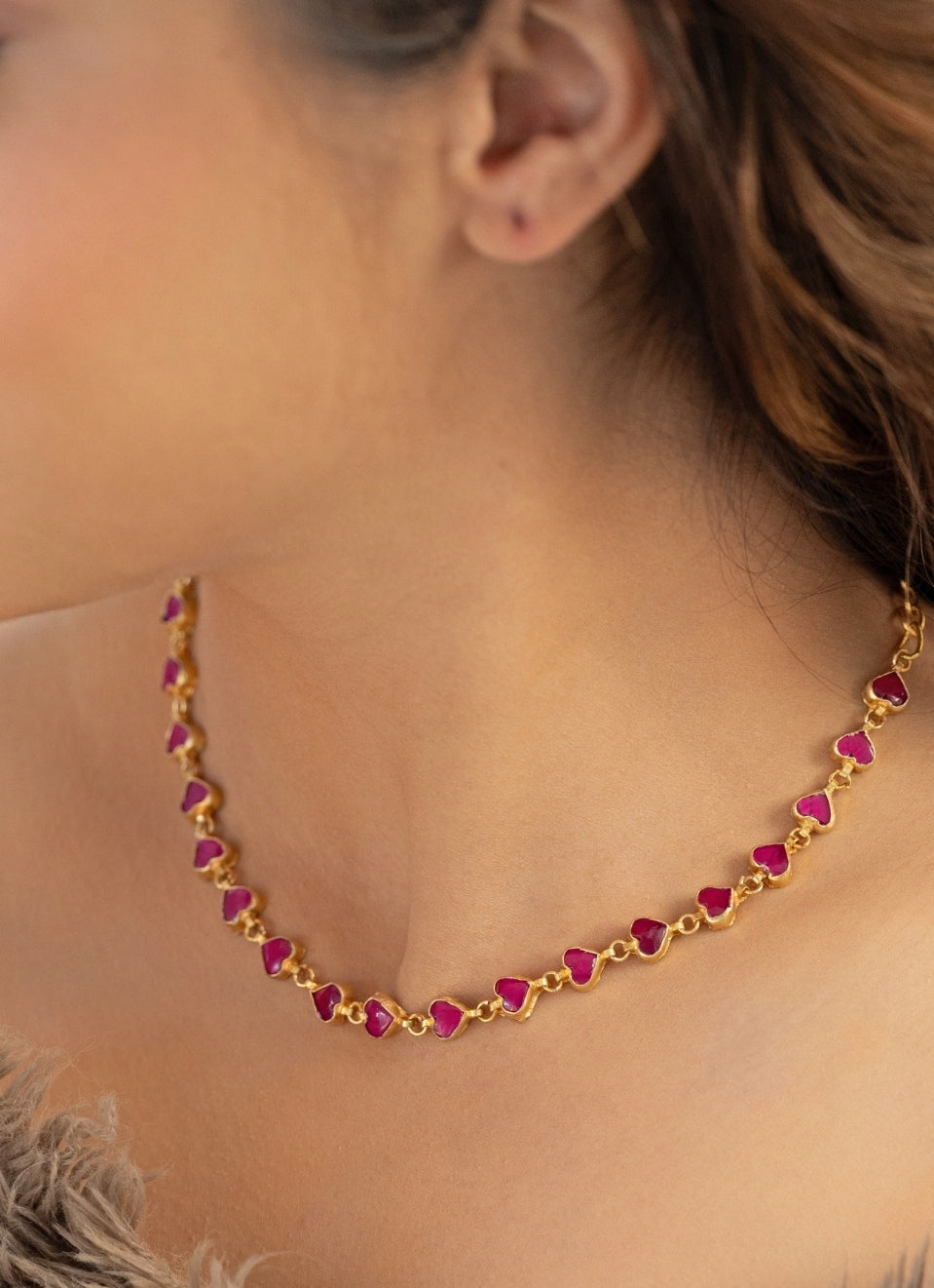 Gold Plated Red Kundan Necklace