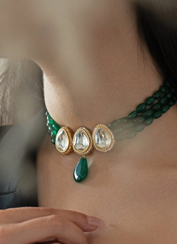 Green Polki Choker  Necklace