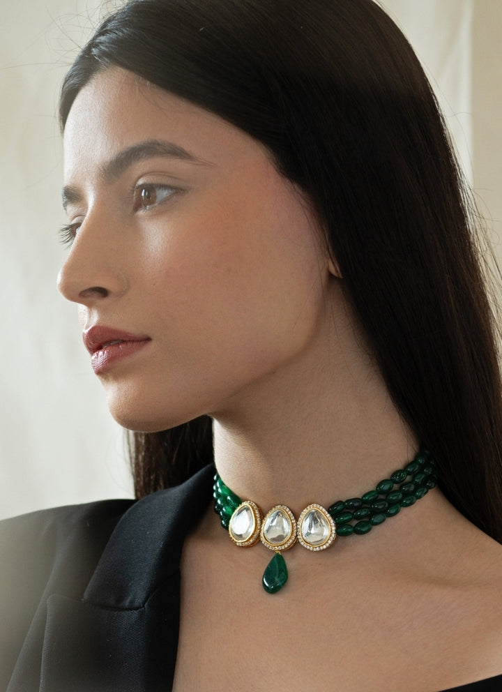 Green Polki Choker  Necklace