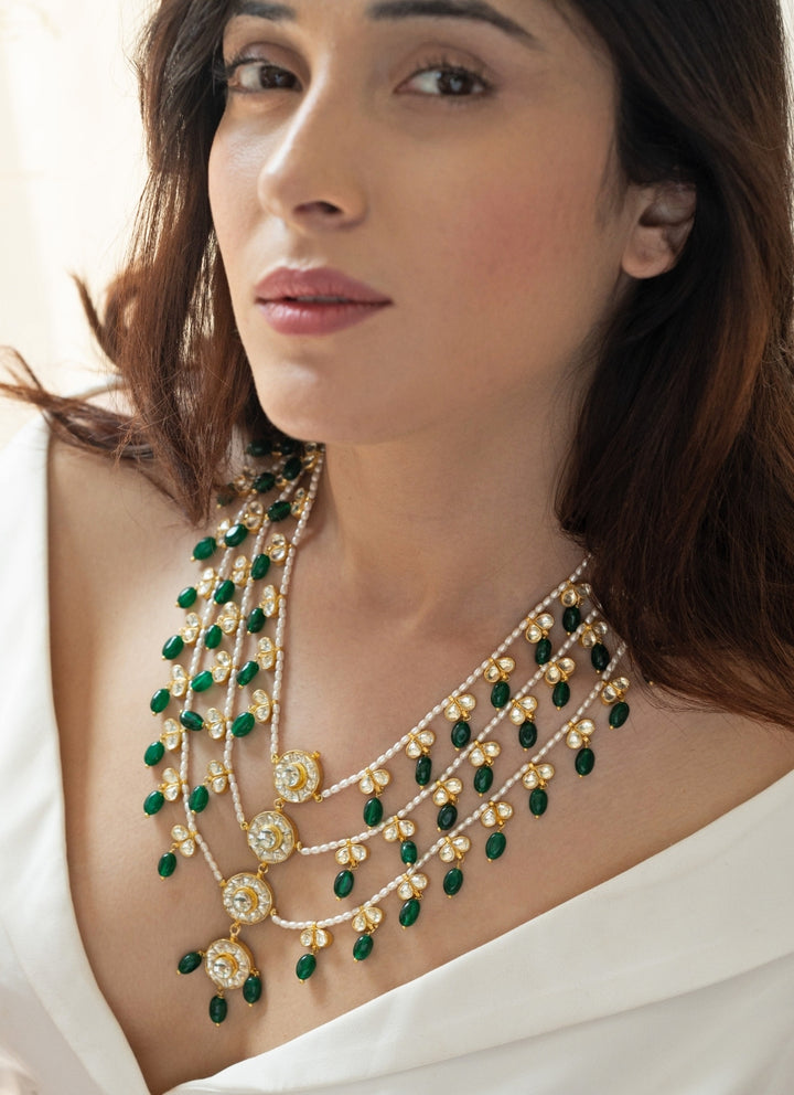 Green Kundan Layered Necklace
