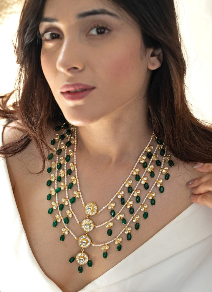 Green Kundan Layered Necklace