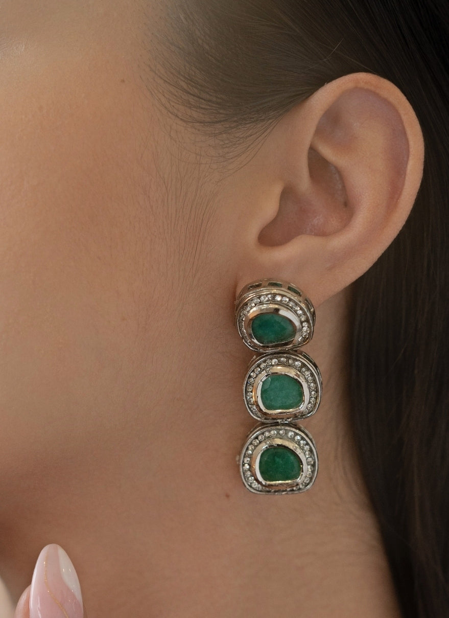 Green Kundan Earrings
