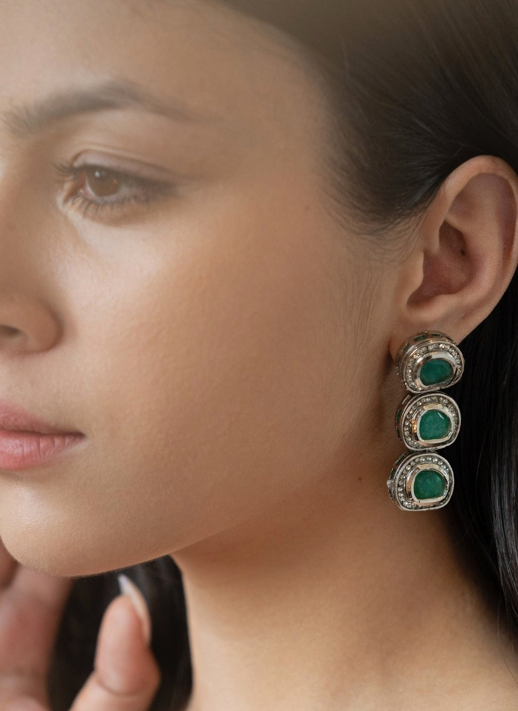 Green Kundan Earrings