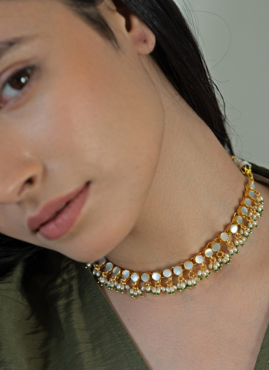 Gold Mother Of Pearl Necklace