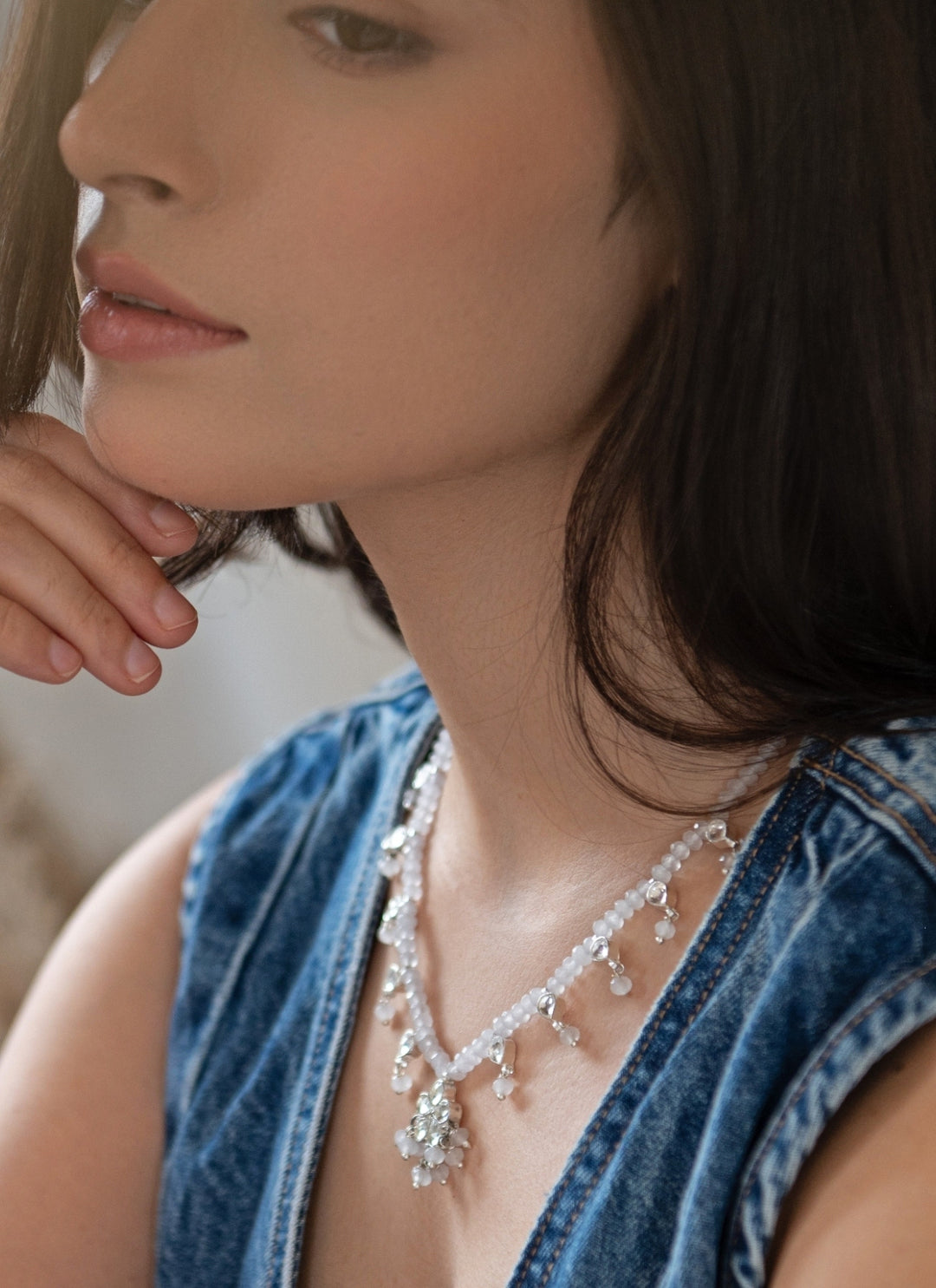 Silver Kundan Necklace
