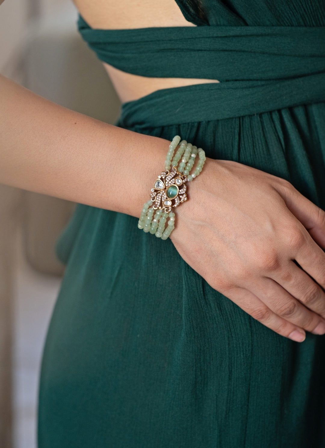Mint Green Polki Bracelet
