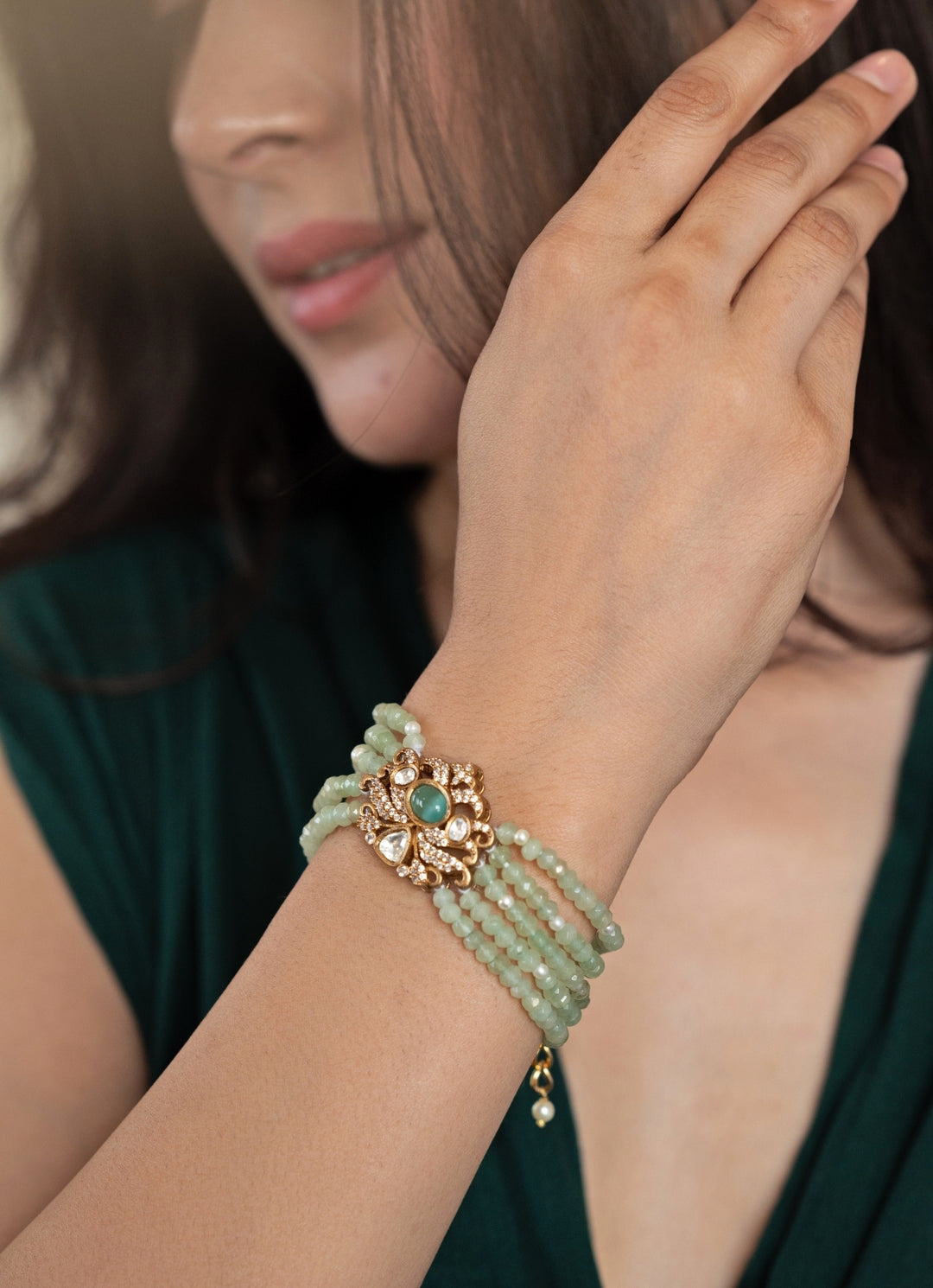 Mint Green Polki Bracelet