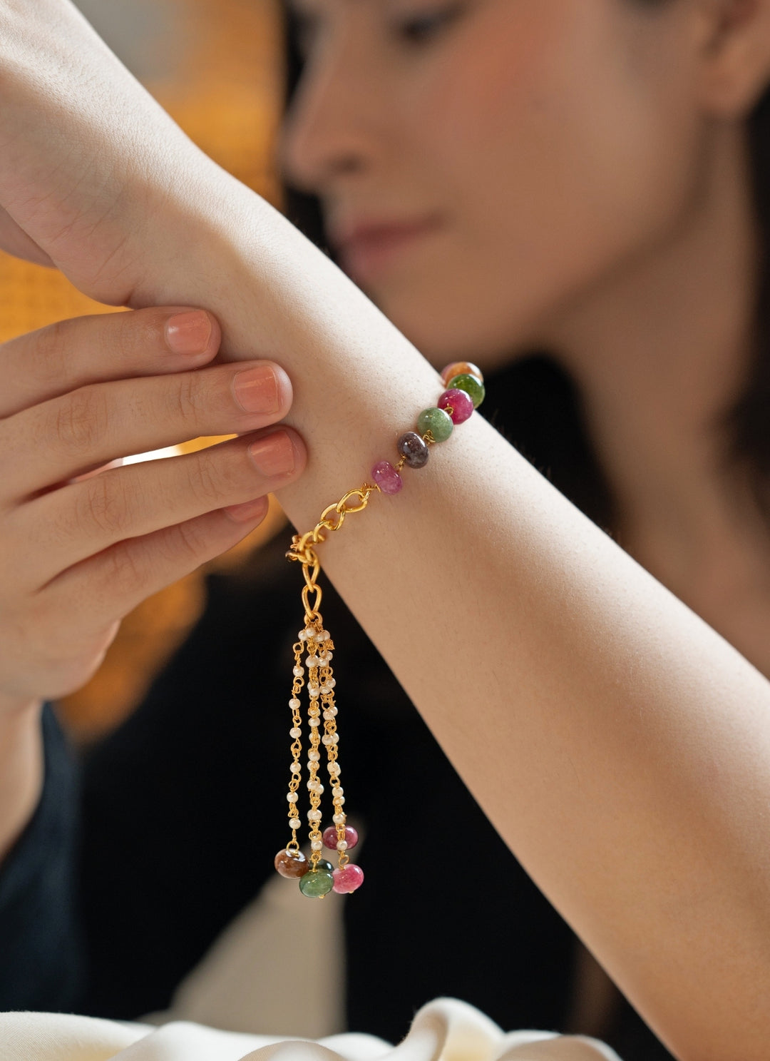 Multicolor Tourmaline Stone Bracelet