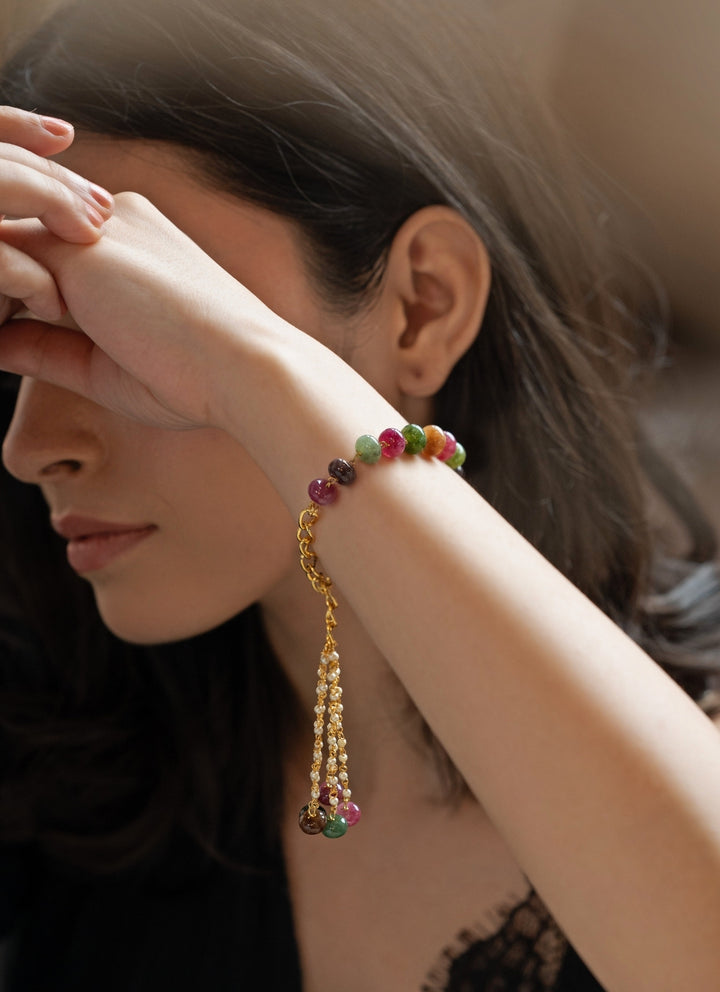 Multicolor Tourmaline Stone Bracelet