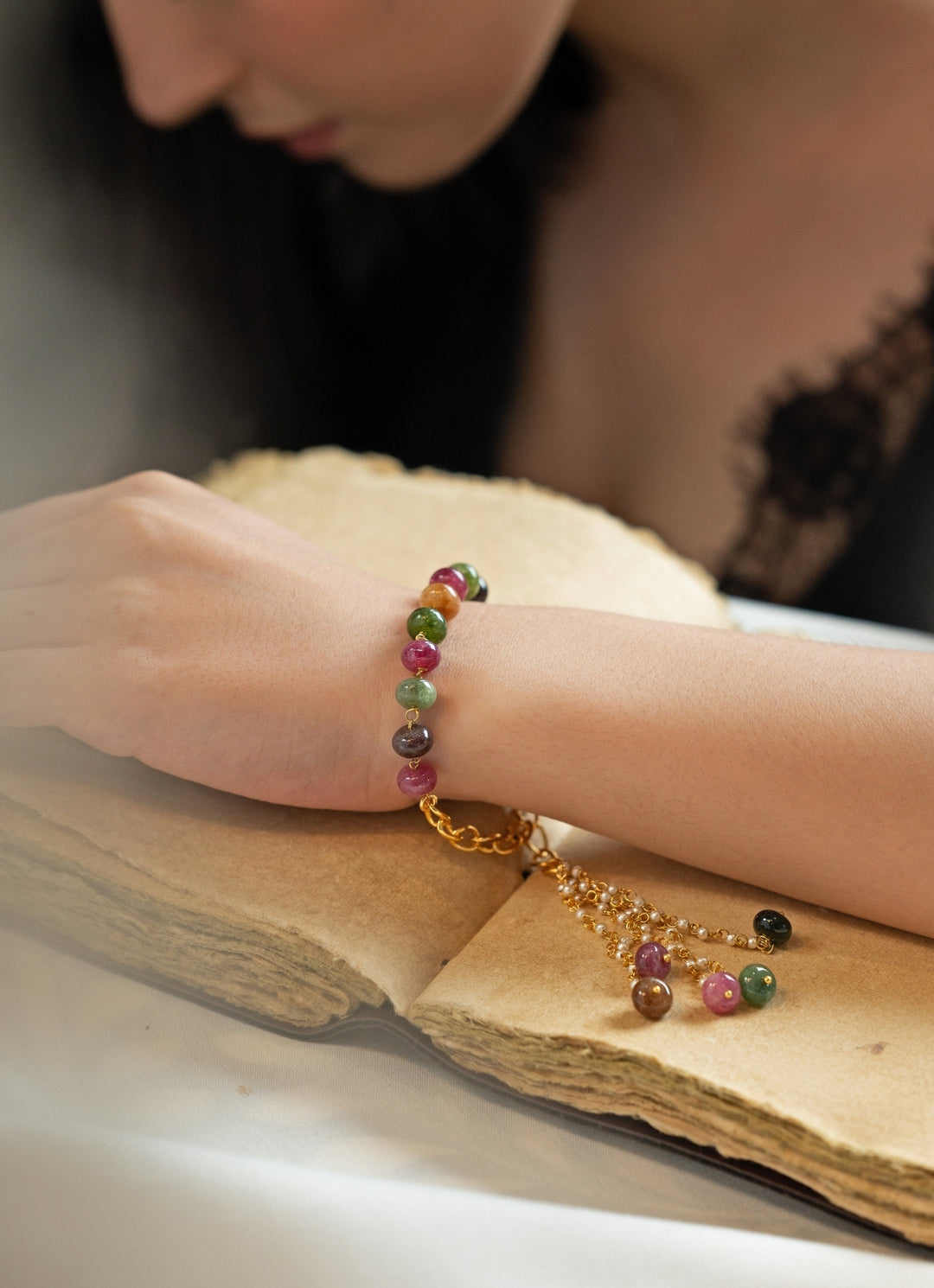 Multicolor Tourmaline Stone Bracelet