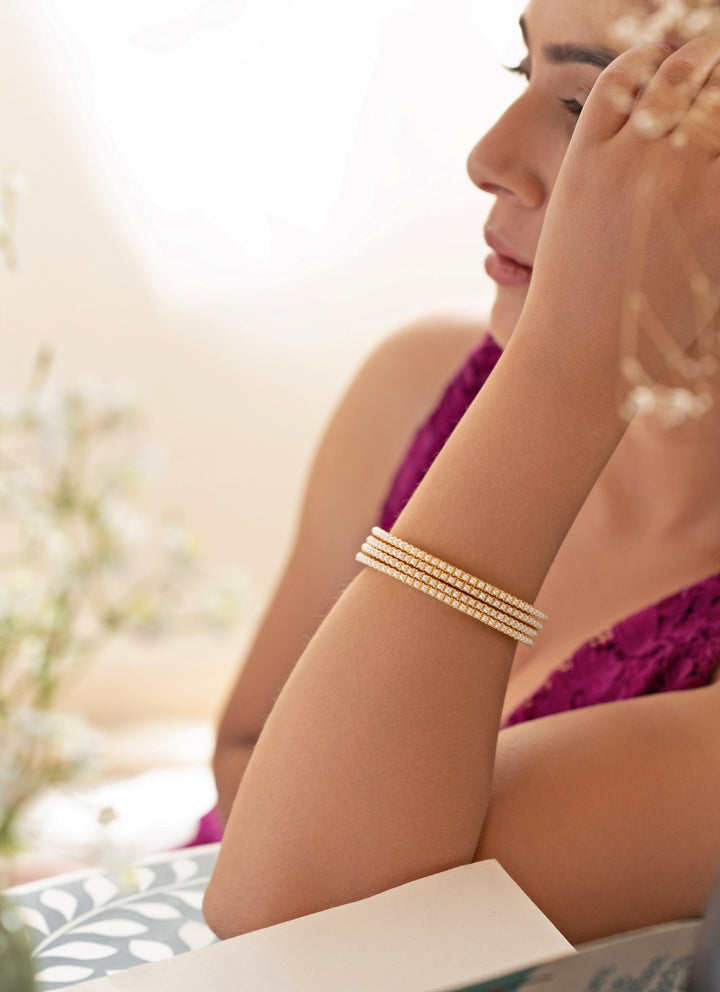 Gold Pearl Bangle Set