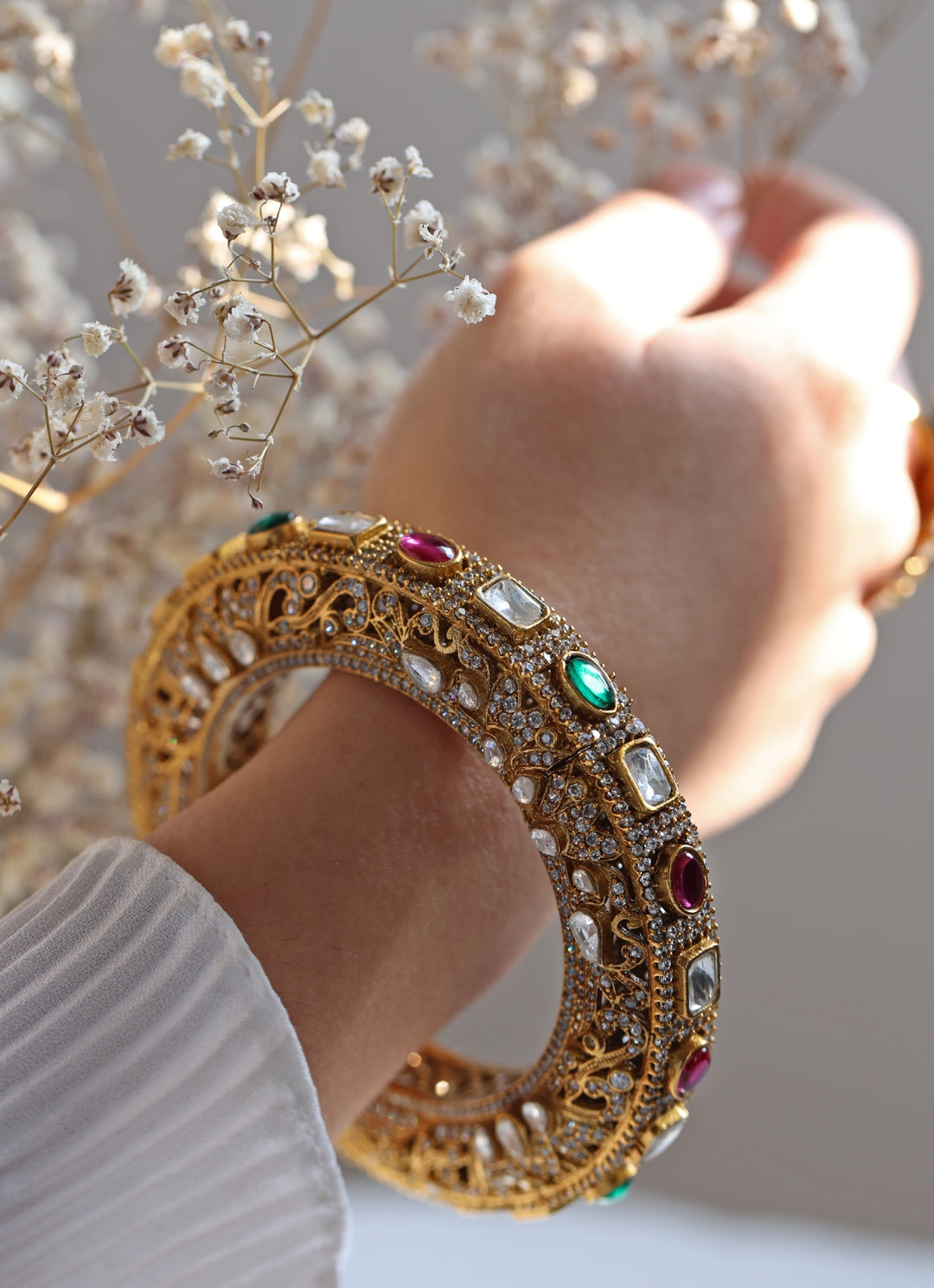 Multicolor Victorian Polki Bangle