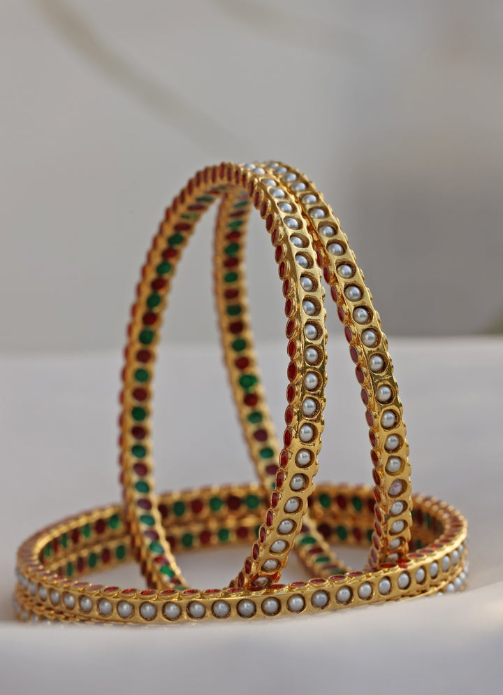 Gold Jadau Bangle Set