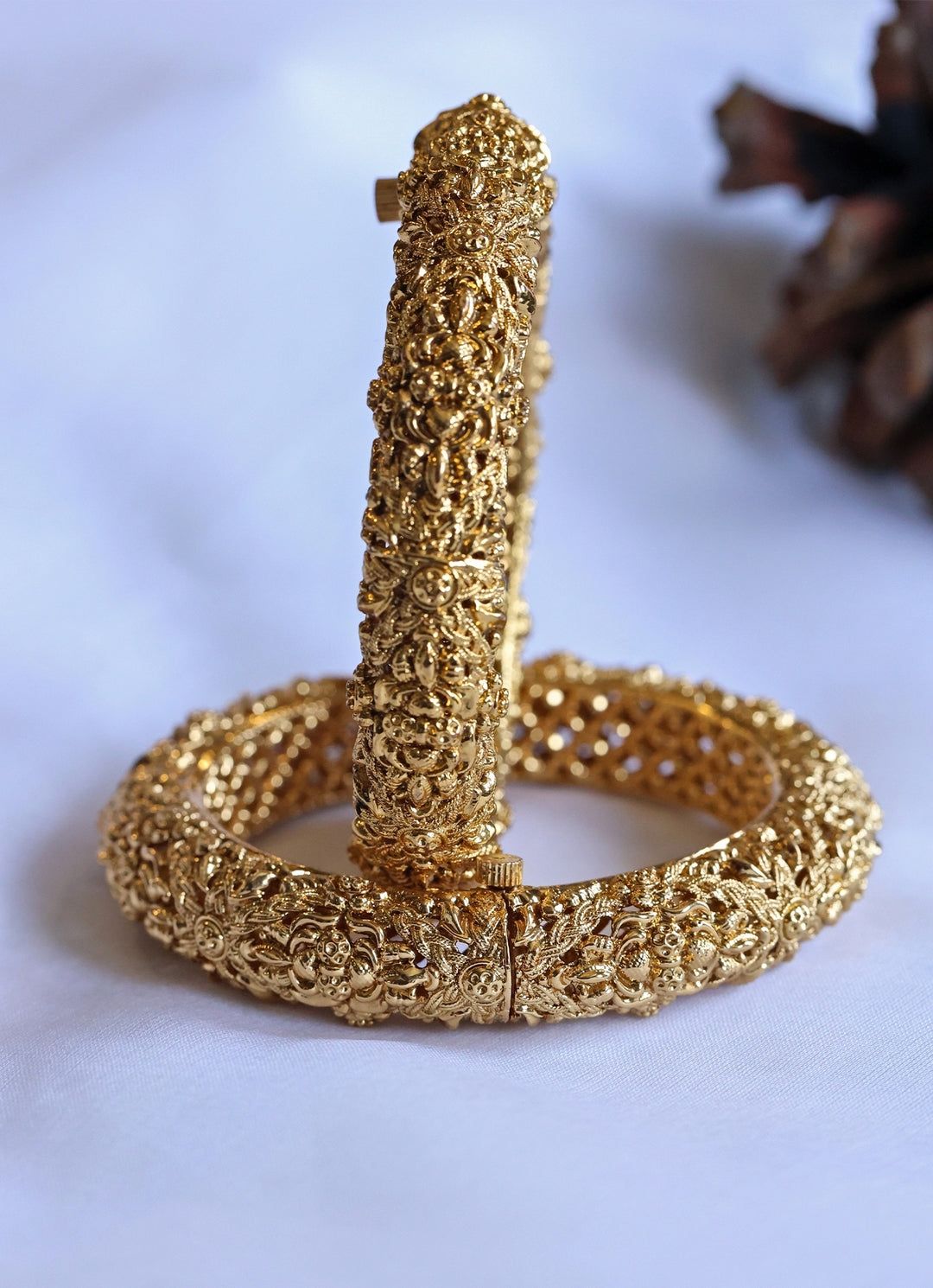 Gold Plated Temple Bangle Set
