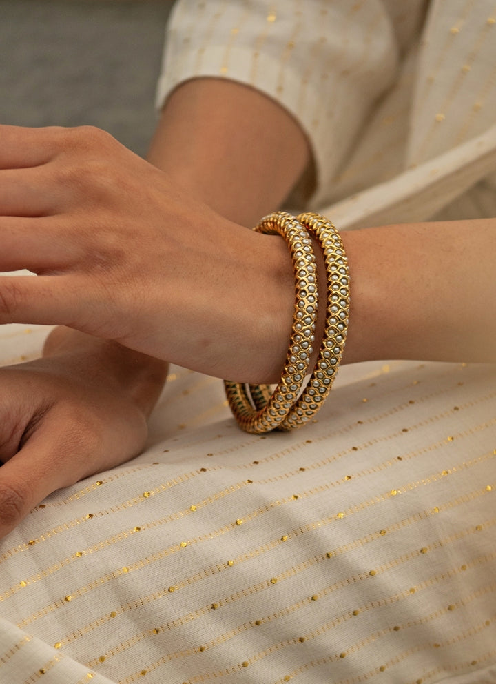 Gold Plated Jadau Bangle Set