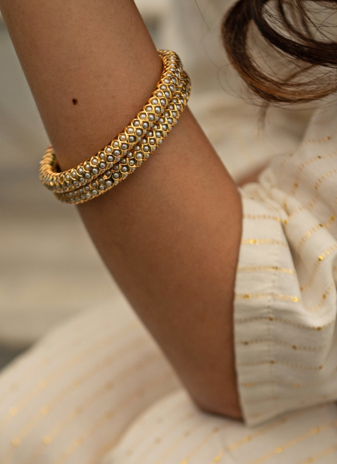 Gold Plated Jadau Bangle Set
