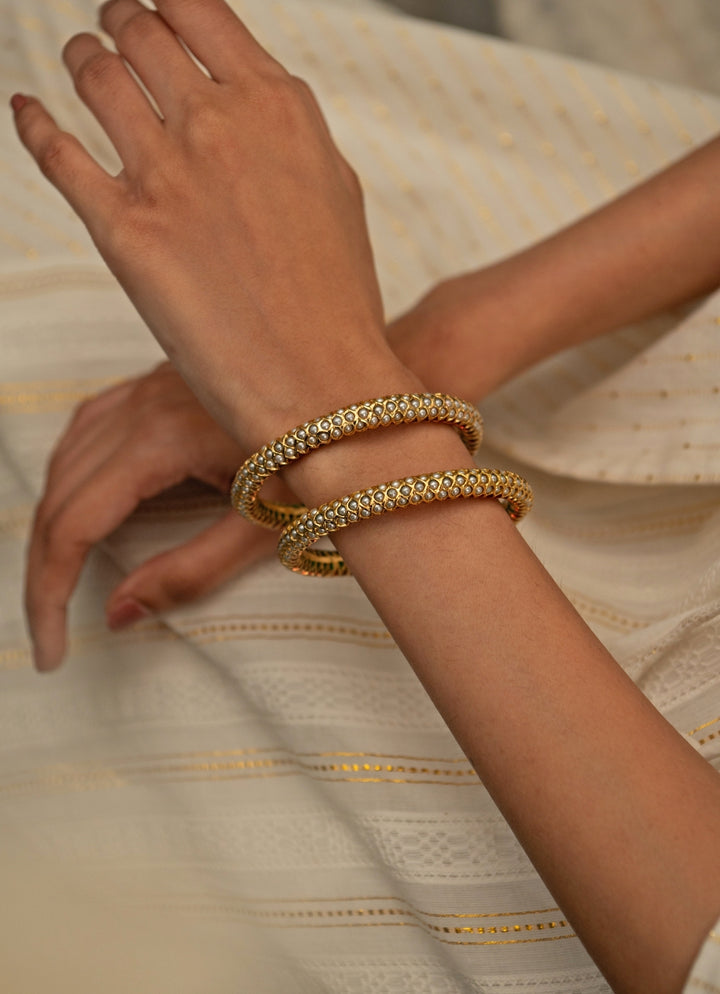 Gold Plated Jadau Bangle Set