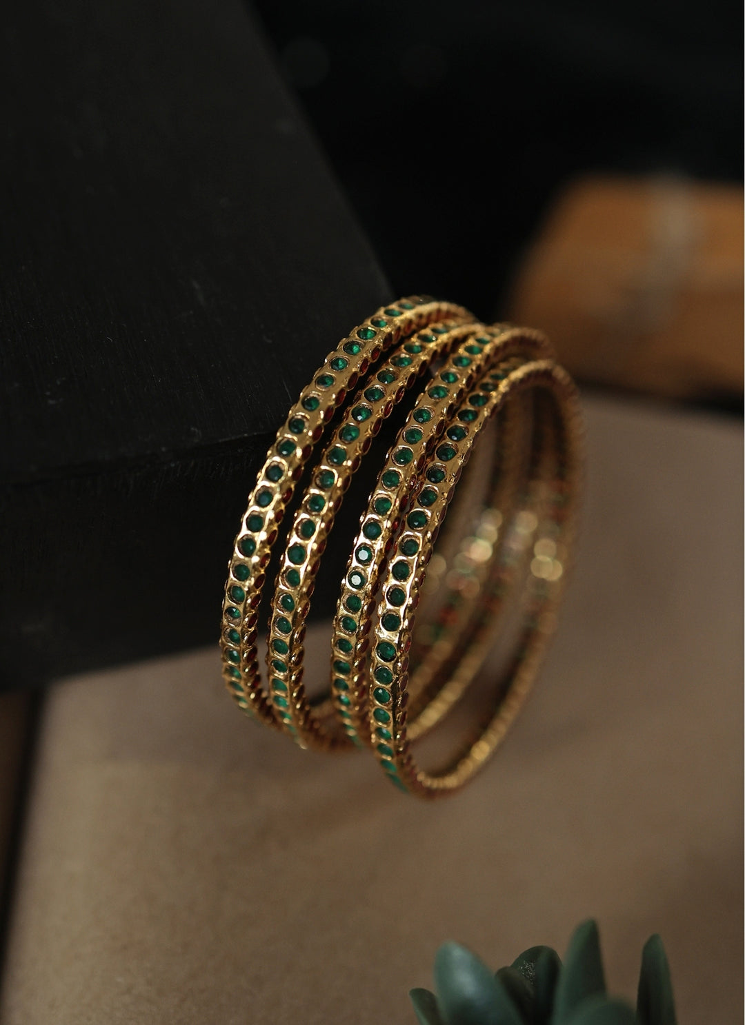 Green Jadau Bangle Set