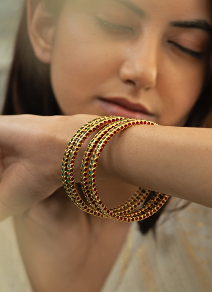 Green Jadau Bangle Set
