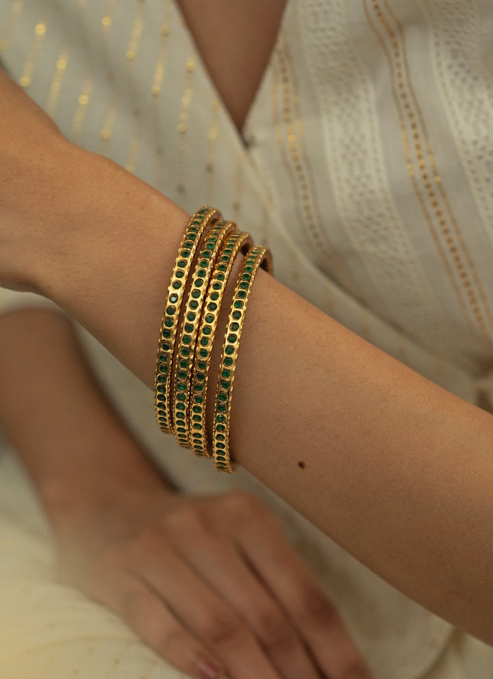 Green Jadau Bangle Set