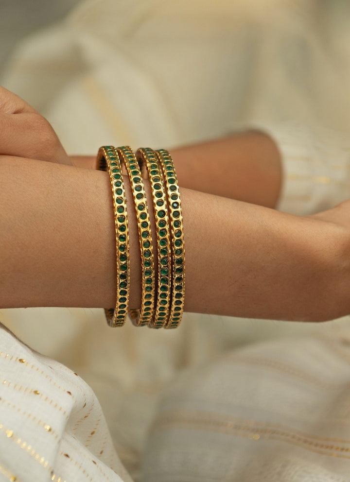 Green Jadau Bangle Set