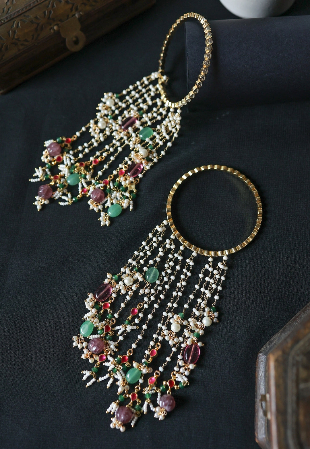 Multicolor Kundan Kaleera Bangle Set