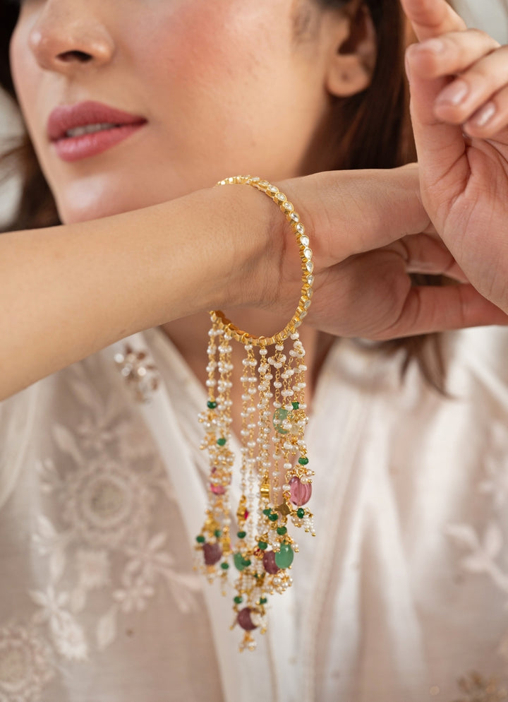 Multicolor Kundan Kaleera Bangle Set