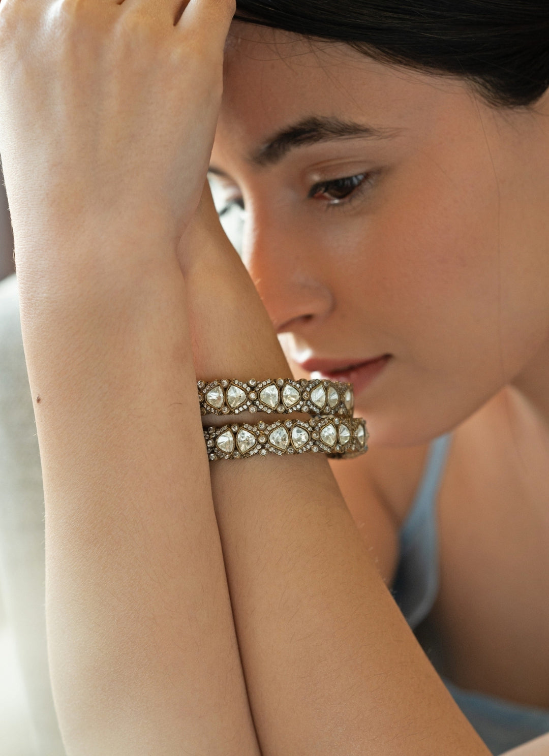 Gold Victorian Polki Bangle Set