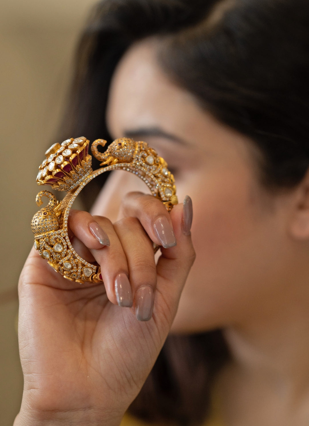 Gold Polki Pacheli Bangle