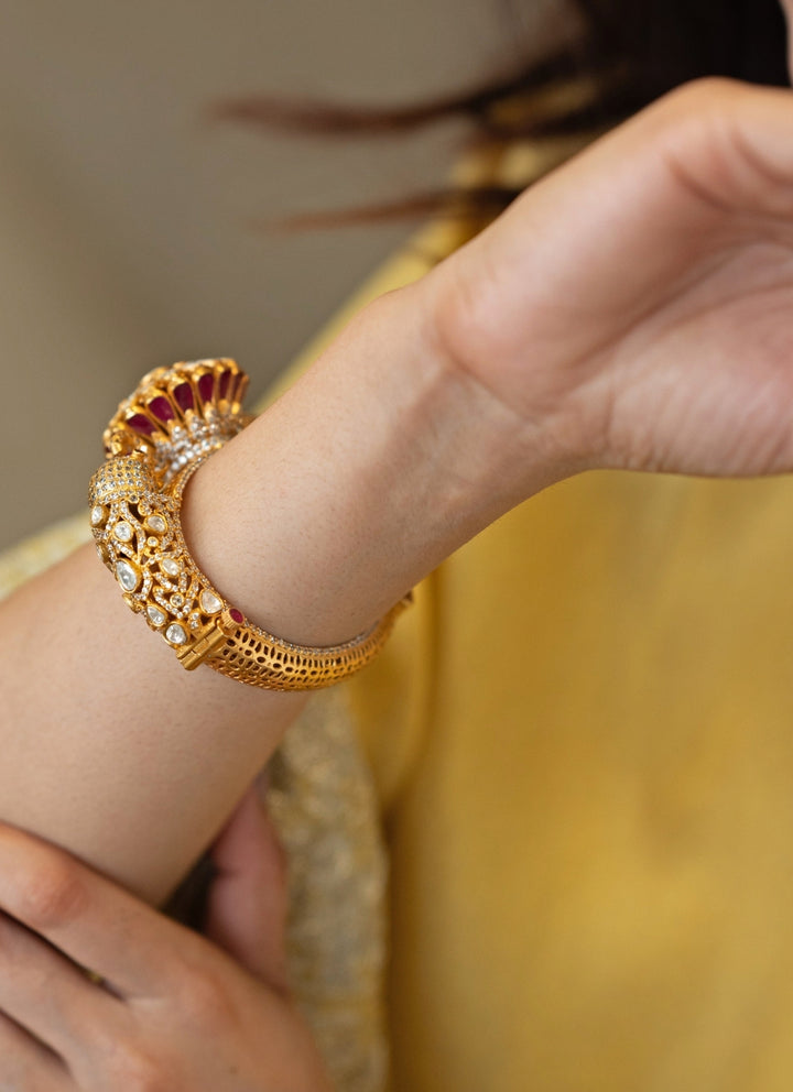 Gold Polki Pacheli Bangle