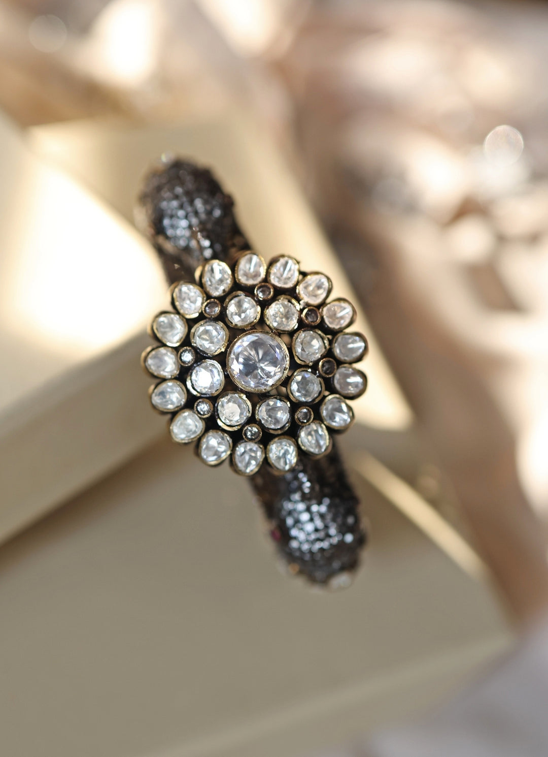 Silver Polki Pacheli Bangle
