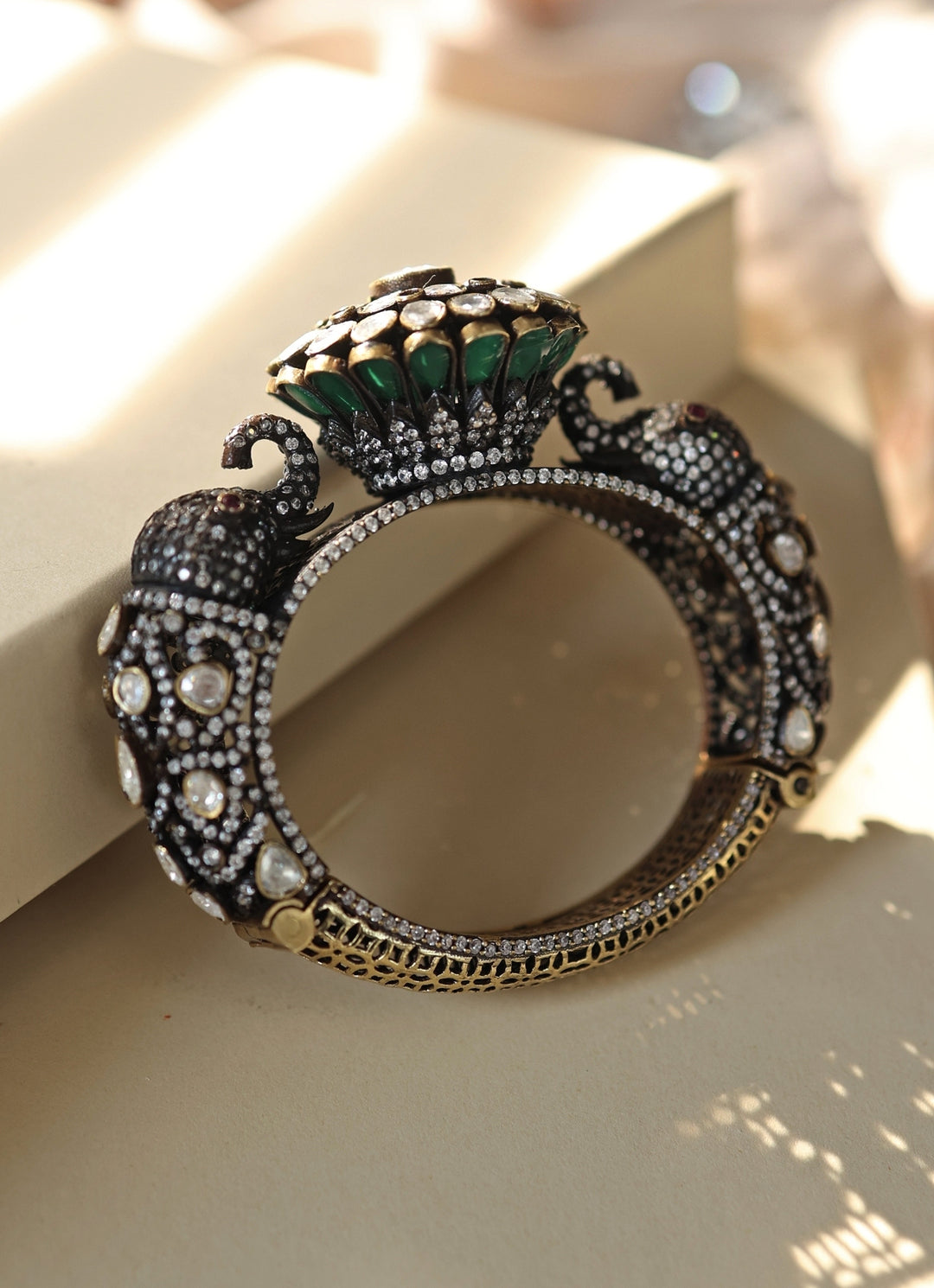 Silver Polki Pacheli Bangle