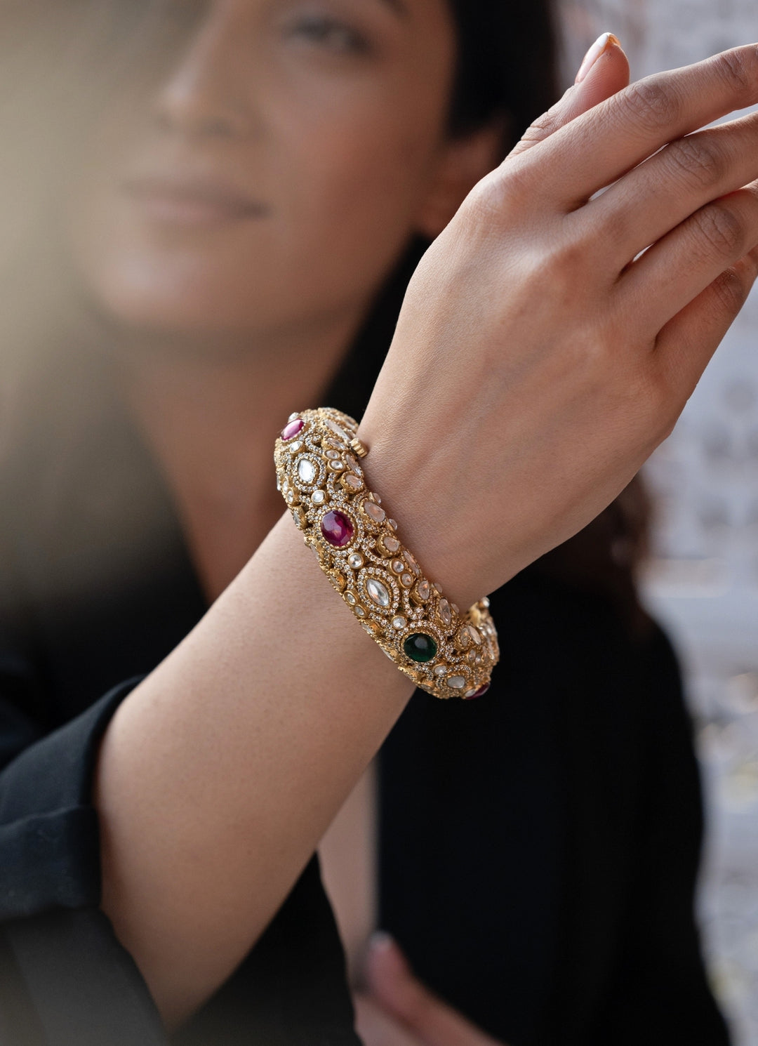 Multicolor Victorian Polki Bangle