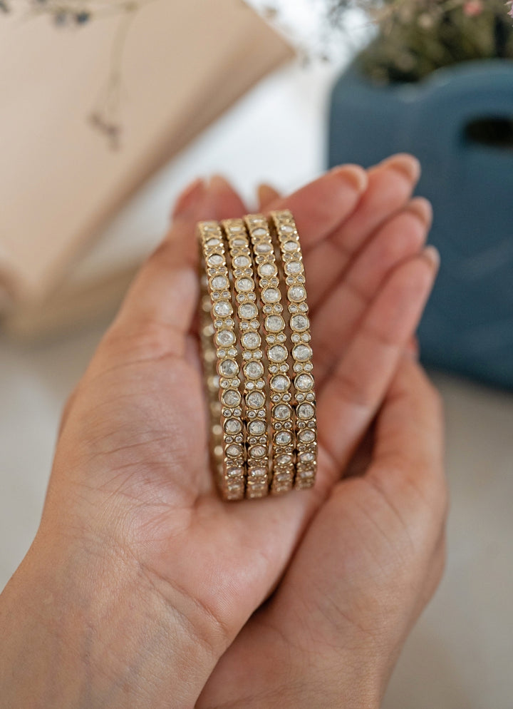 Gold Plated Polki Bangle Set