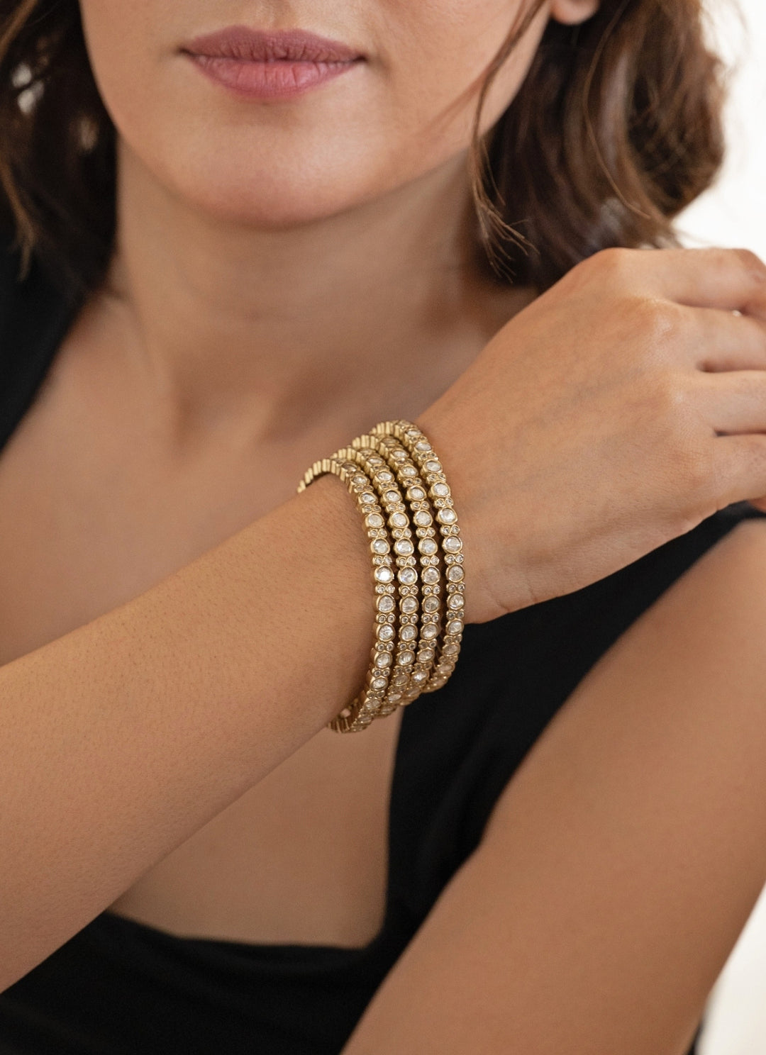 Gold Plated Polki Bangle Set