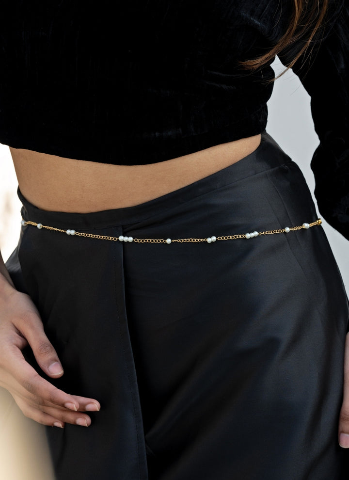 Gold Pearl Chain Waistbelt