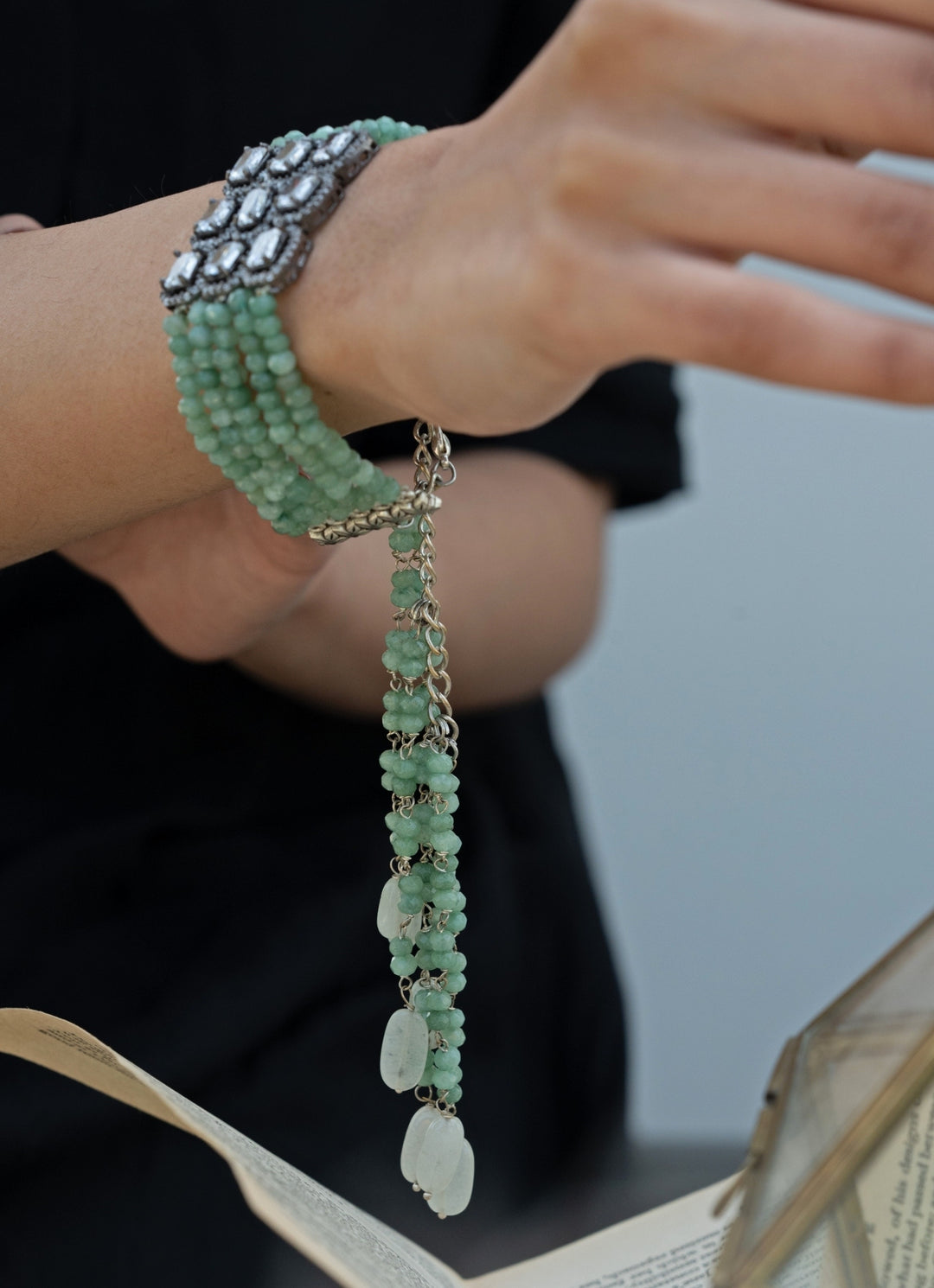 Green Faux Diamond Bracelet