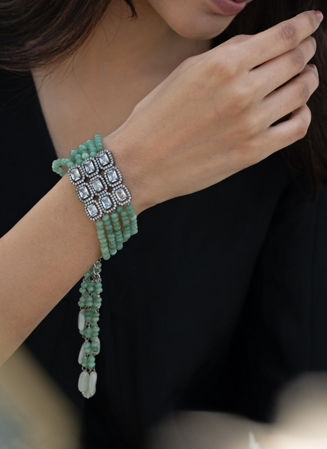 Green Faux Diamond Bracelet