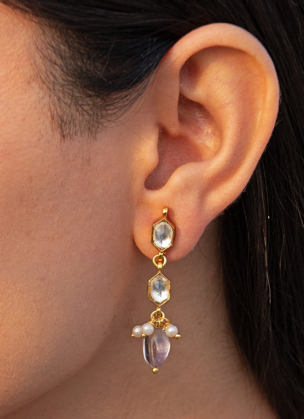 Lilac Kundan Earrings