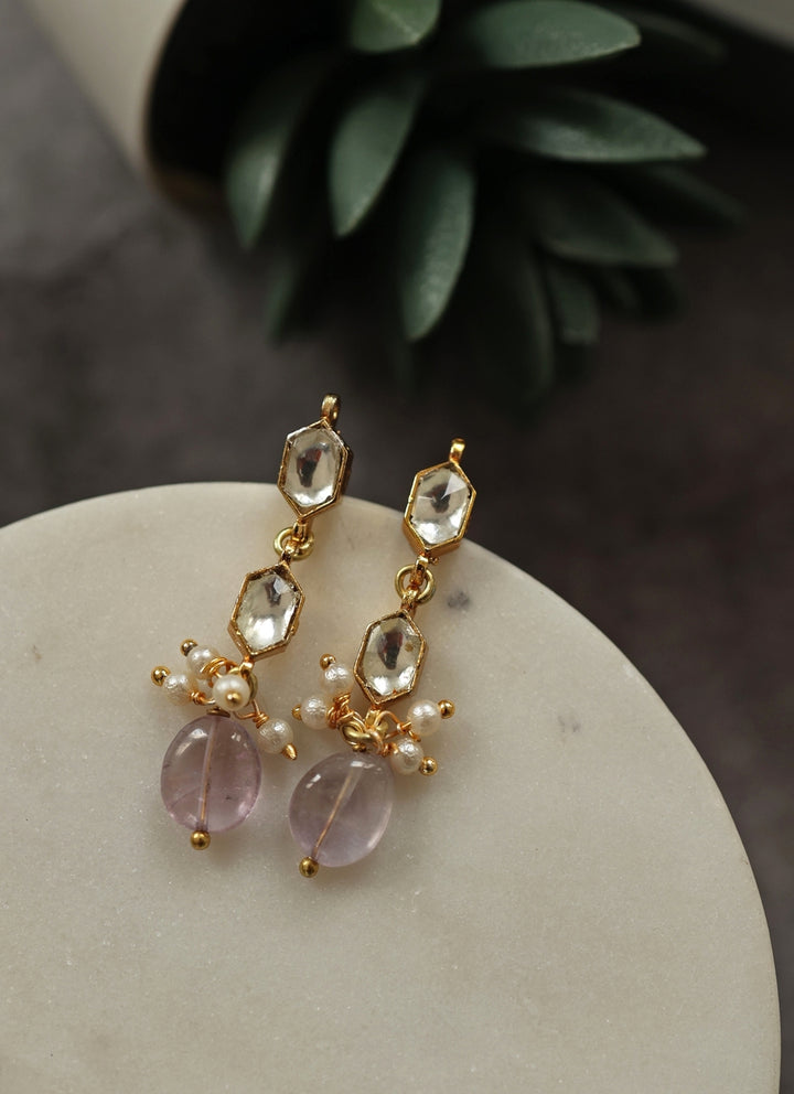 Lilac Kundan Earrings