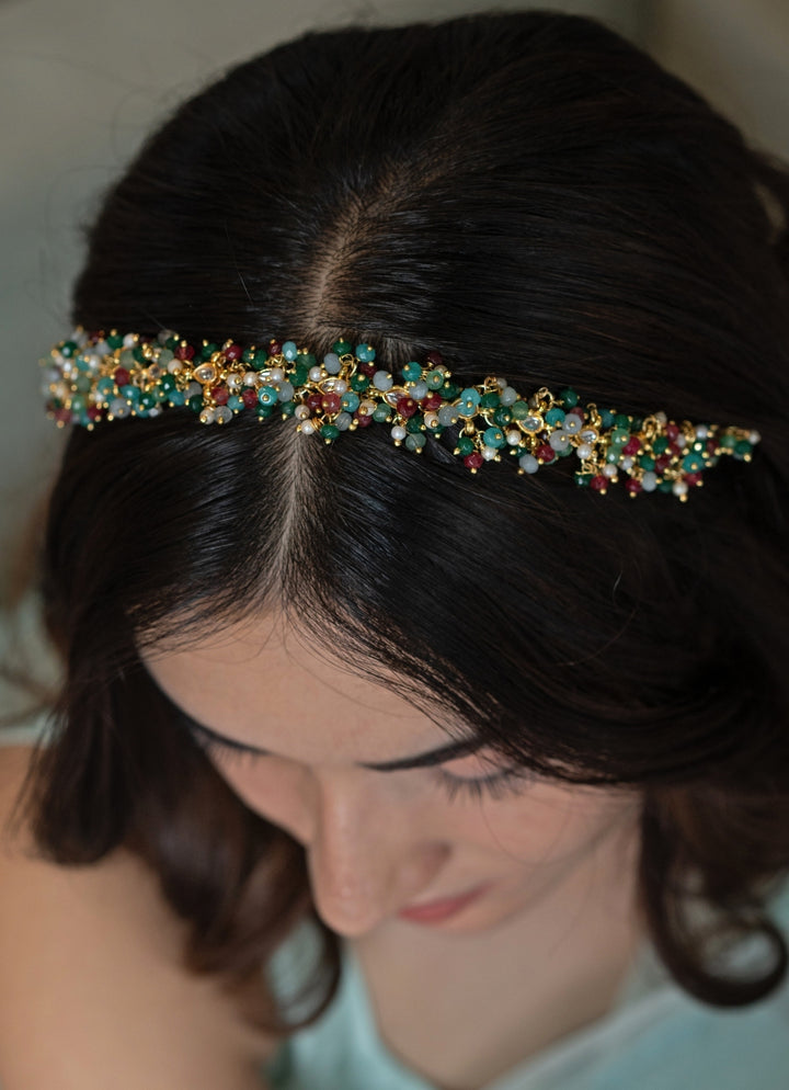 Multicoloured Kundan Headband
