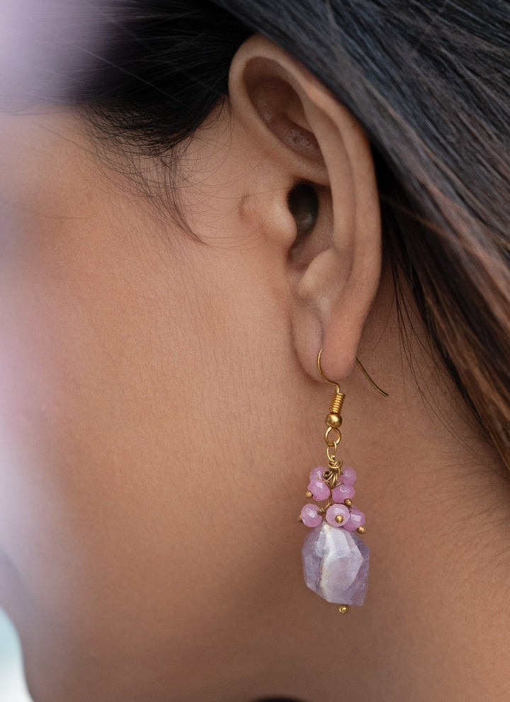 Purple Gold Earrings