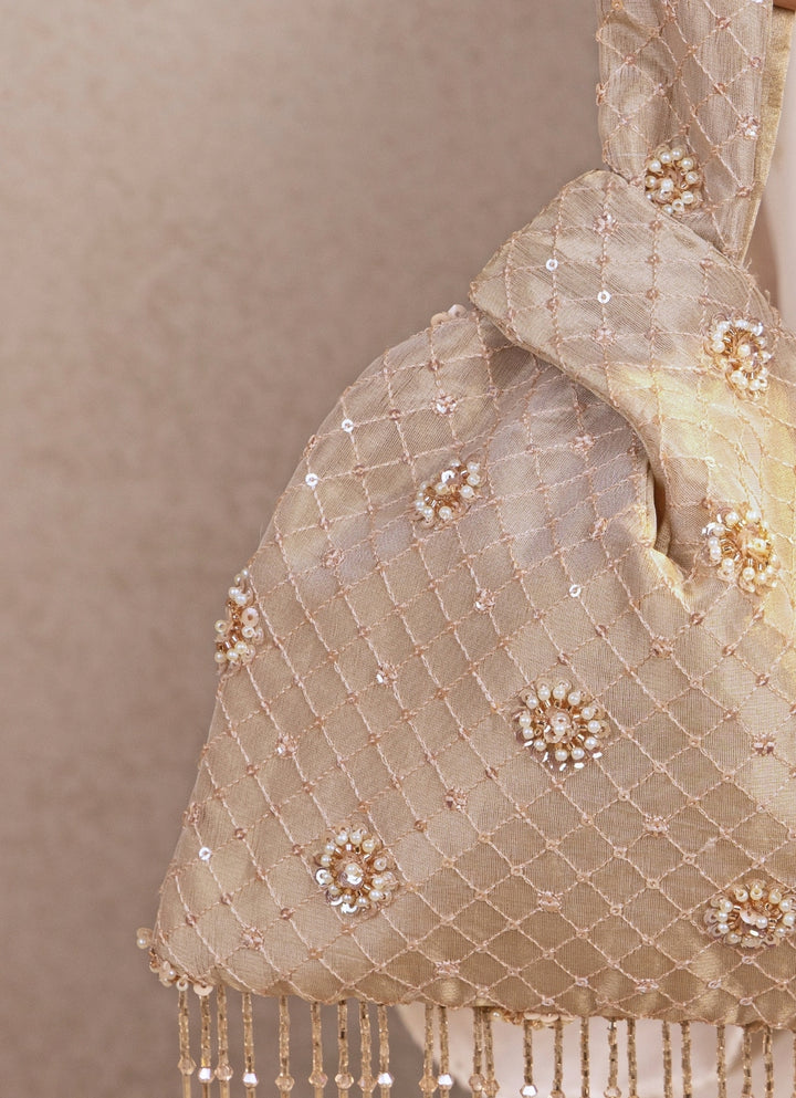 Pastel Pink Embroidered Knot Bag