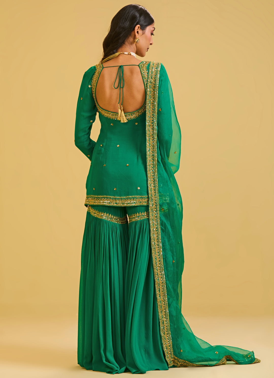 Green Georgette Kurta Sharara Set