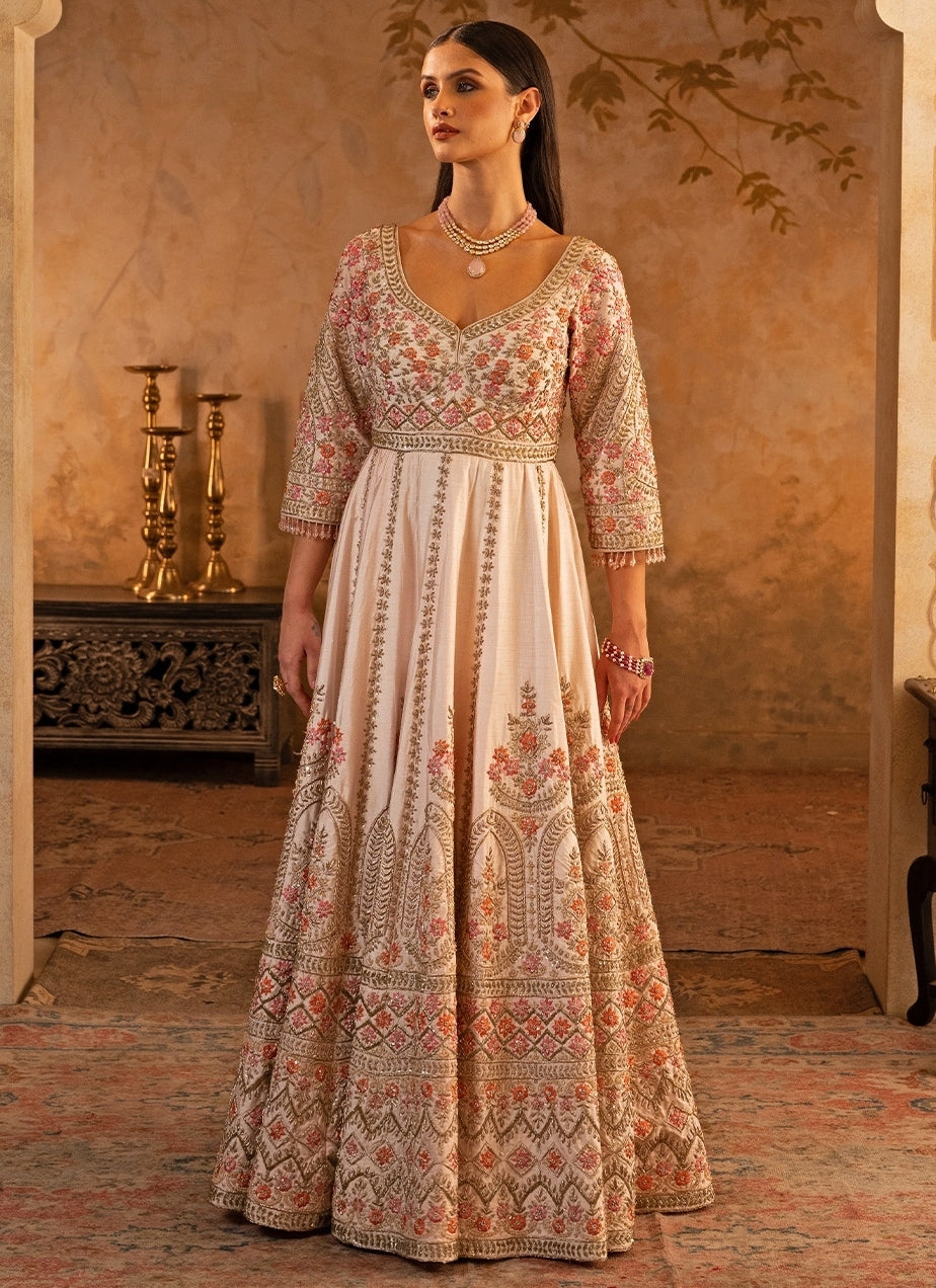 Blush Pink Raw Silk Anarkali Set