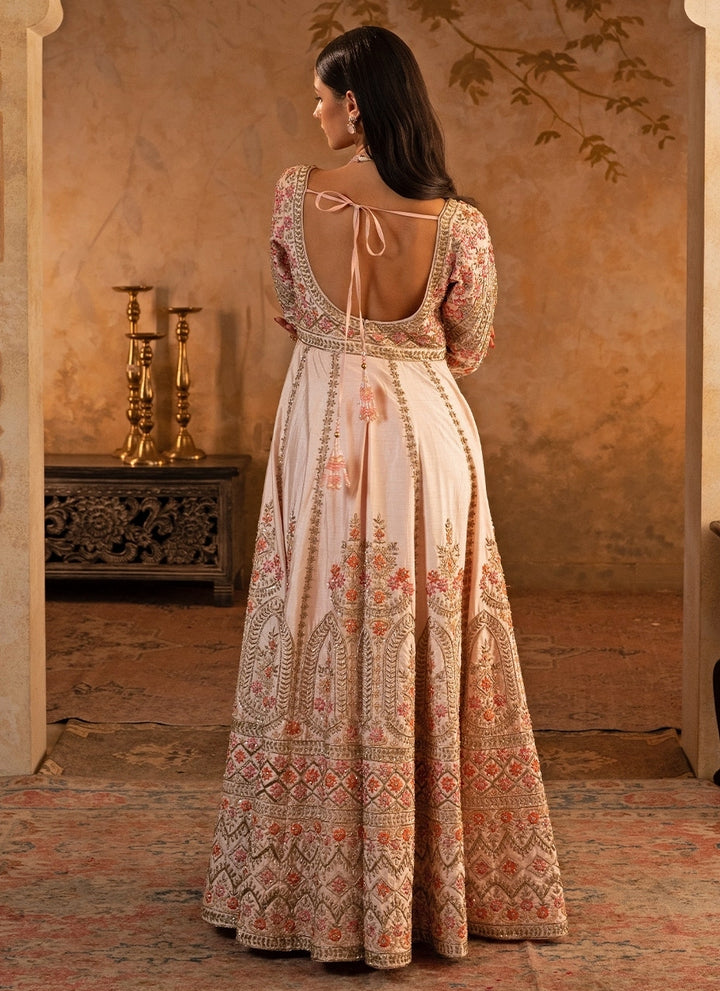 Blush Pink Raw Silk Anarkali Set