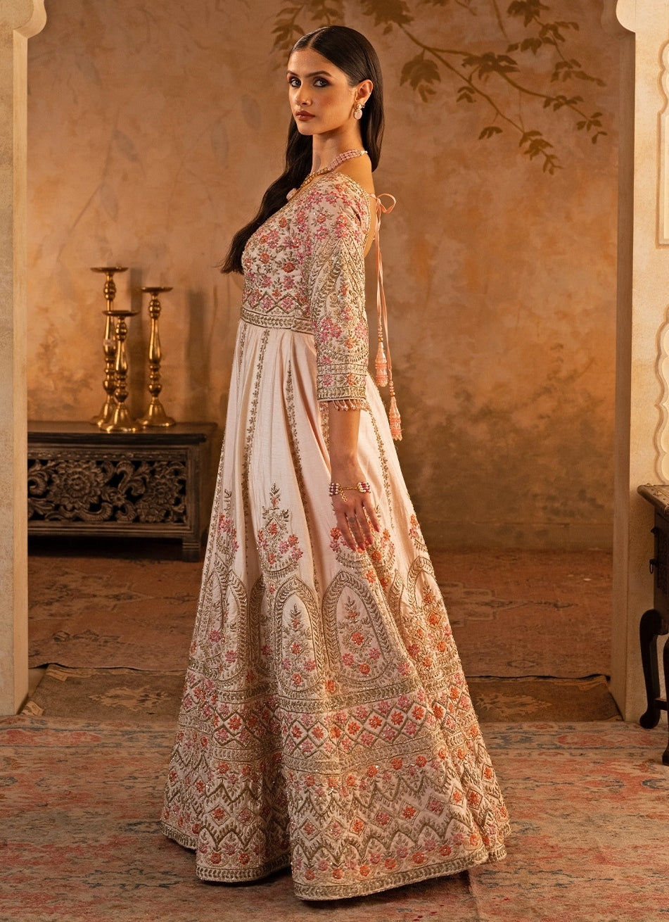 Blush Pink Raw Silk Anarkali Set
