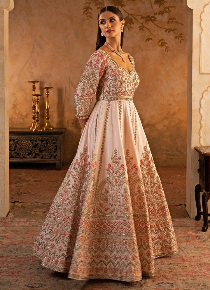 Blush Pink Raw Silk Anarkali Set